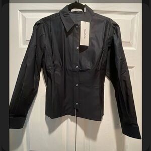 Thakoon Slim Fit Black Long Sleeve Button-Up Shirt